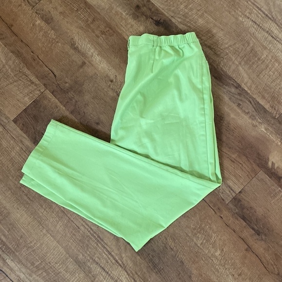 TanJay lime green pants with elastic band and belt loops. 18W